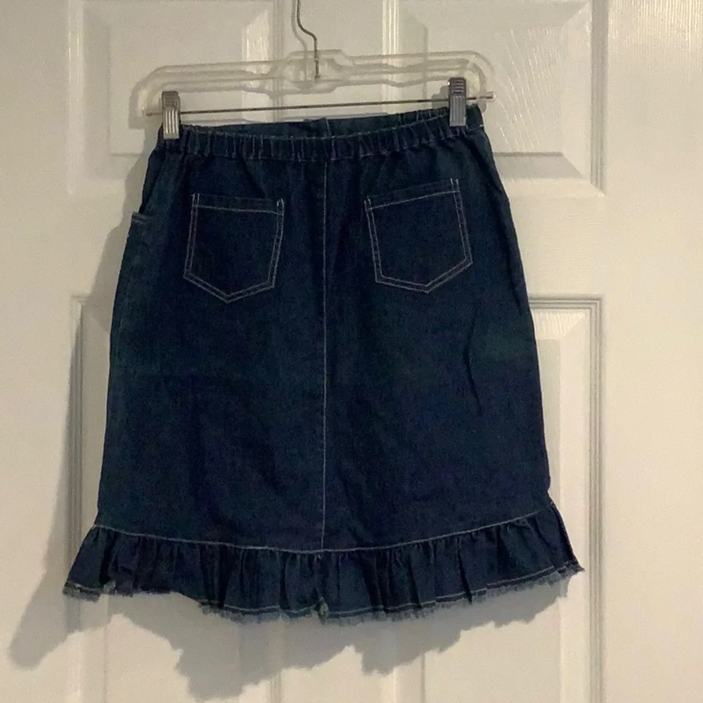BABY GRAZIELLA Girl’s Made In Italy Ruffle Fringe Heart/Butterfly Denim Skirt 38 - Picture 6 of 8